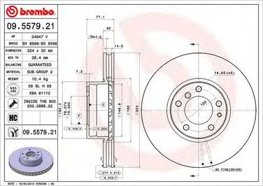 Brembo 09.5579.21 Диск тормозной UV Coated | перед | - 1