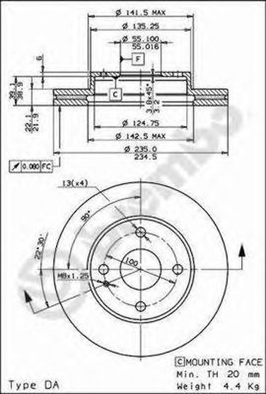 Brembo 09.5581.34 Диск тормозной Standard | перед | - 1