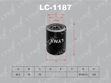 LYNXauto LC-1187 Фильтр масляный - 1