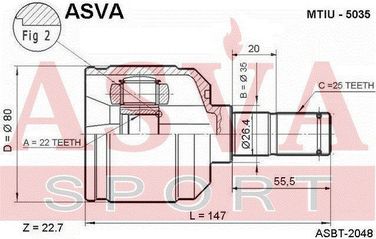 Asva MTIU-5035 Шрус внутренний | перед лев | - 2