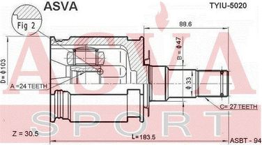 Asva TYIU-5020 Шрус внутренний | перед | - 2
