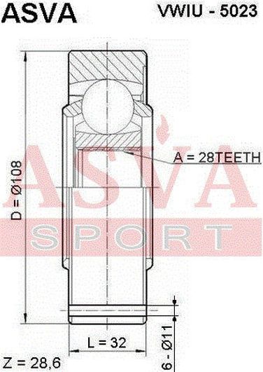 Asva VWIU-5023 Шрус внутренний | перед лев | - 2