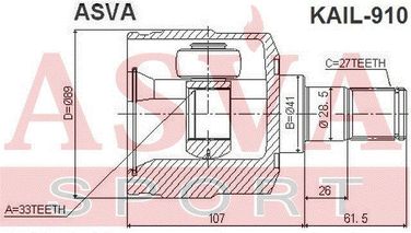 Asva KAIL-910 Шрус внутренний | перед лев | - 2