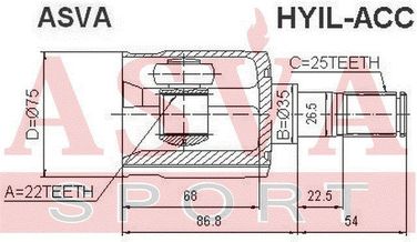 Asva HYIL-ACC Шрус внутренний | перед лев | - 2