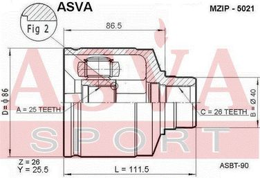 Asva MZIP-5021 Шрус внутренний | перед прав | - 2