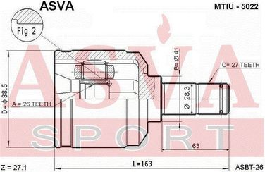 Asva MTIU-5022 Шрус внутренний | перед лев | - 2