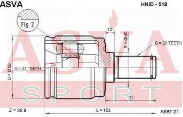 Asva HNID-518 Шрус внутренний | перед лев | - 2