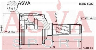 Asva MZID-5022 Шрус внутренний | перед лев | - 2