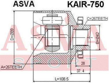 Asva KAIR-750 Шрус внутренний | перед прав | - 2