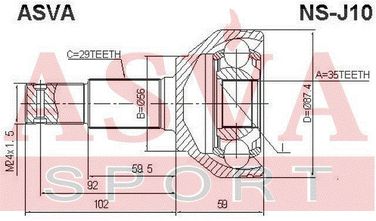 Asva NS-J10 Шрус внешний | перед прав/лев | - 2