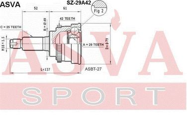 Asva SZ-29A42 Шрус внешний | перед прав/лев | - 2