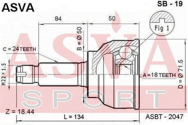 Asva SB-19 Шрус внешний | перед | - 2