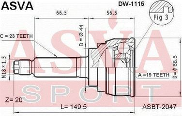 Asva DW-1115 Шрус внешний | перед | - 2