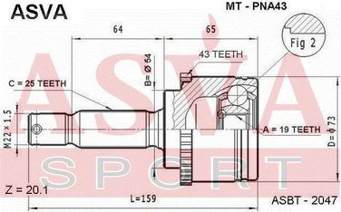 Asva MT-PNA43 Шрус внешний | перед прав/лев | - 2