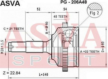 Asva PG-206A48 Шрус внешний | перед | - 2