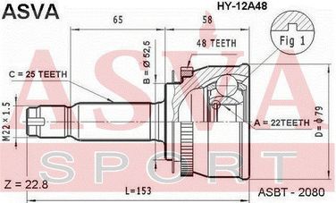 Asva HY-12A48 Шрус внешний | перед прав/лев | - 2