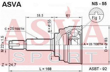 Asva NS-55 Шрус внешний | перед | - 2