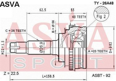 Asva TY-26A48 Шрус внешний | перед прав/лев | - 2