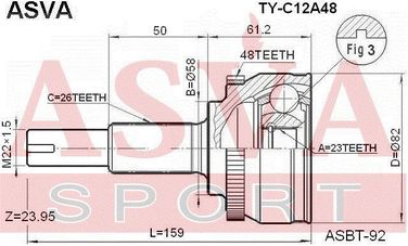 Asva TY-C12A48 Шрус внешний | перед прав/лев | - 2