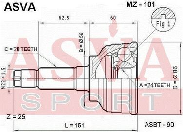 Asva MZ-101 Шрус внешний | перед прав/лев | - 2