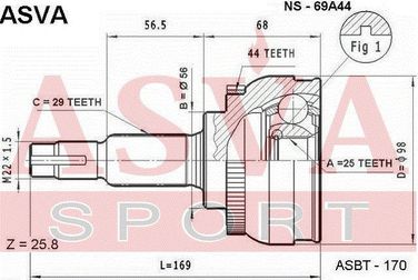 Asva NS-69A44 Шрус внешний | перед прав/лев | - 2