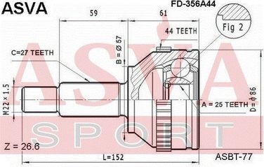 Asva FD-356A44 Снят с производства шрус внешний | перед | - 1
