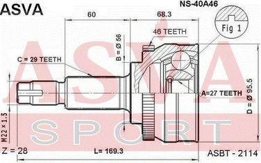 Asva NS-40A46 Шрус внешний | перед прав/лев | - 2