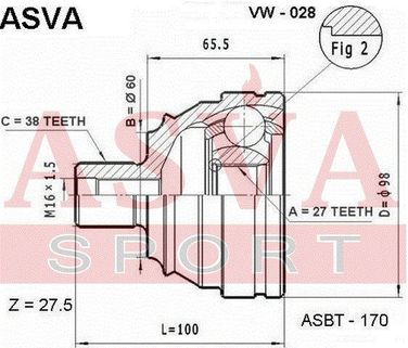 Asva VW-028 Шрус внешний | перед прав/лев | - 2