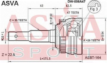 Asva DW-006A47 Шрус внешний | перед прав/лев | - 2
