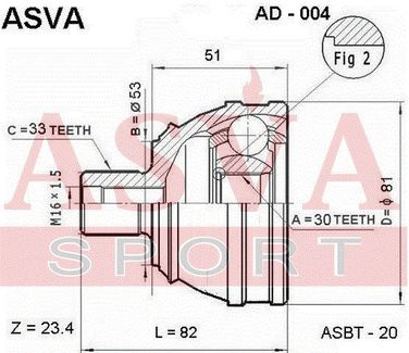 Asva AD-004 Шрус внешний | перед прав/лев | - 2
