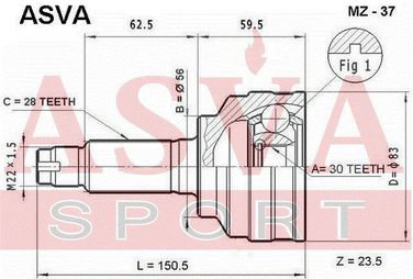 Asva MZ-37 Шрус внешний | перед | - 2