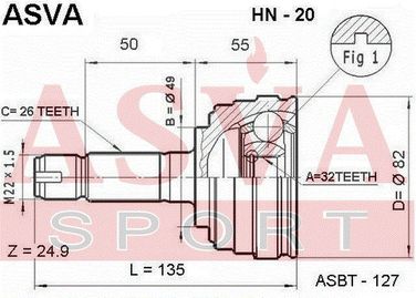 Asva HN-20 Шрус внешний | перед прав/лев | - 2