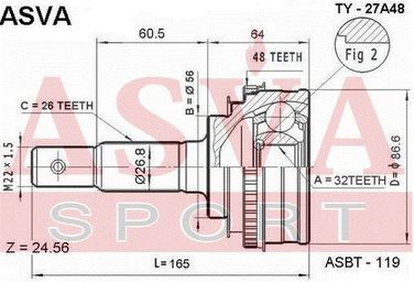 Asva TY-27A48 Шрус внешний | перед | - 2
