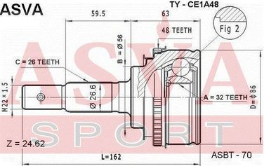 Asva TY-CE1A48 Шрус внешний | перед прав/лев | - 2