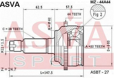 Asva MZ-44A44 Шрус внешний | перед прав/лев | - 2