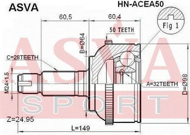 Asva HN-ACEA50 Шрус внешний | перед прав/лев | - 2