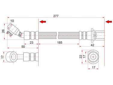 SAT ST-90947-02614 Шланг тормозной №2 задний левый - 1