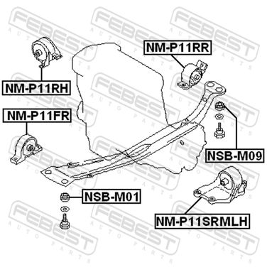 Febest NM-P11SRMLH Подушка двигателя (гидравлическая) мт | лев | - 2