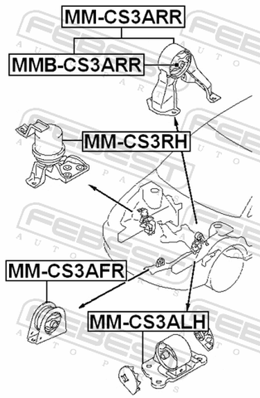 Febest MM-CS3RH Подушка двигателя (гидравлическая) | перед прав | - 2