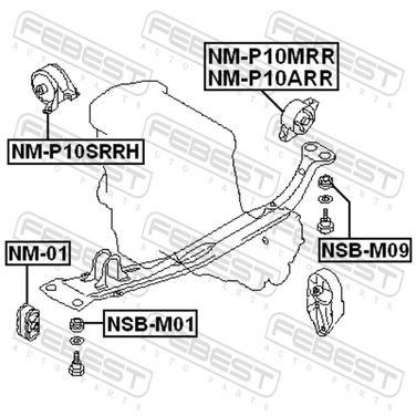 Febest NM-P10SRRH Подушка двигателя (гидравлическая) | перед прав | - 2