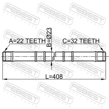 Febest 0212-GA16LH Полуось 32x408x22 | прав/лев | - 2