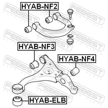 Febest HYAB-NF2 Сайлентблок верхнего рычага подвески | перед прав/лев | - 2