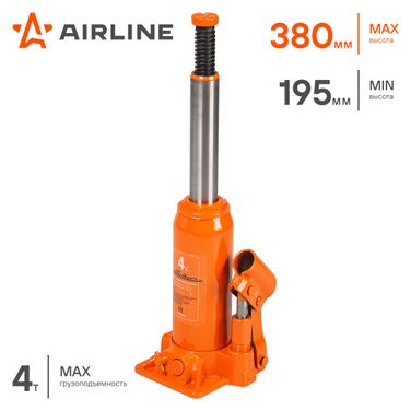 AIRLINE AJ-B-04 Домкрат бутылочный 4т в сумке (min - 195 мм, MAX - 380 мм) - 2