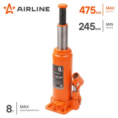 AIRLINE AJ-B-08 Домкрат бутылочный 8т в сумке (min - 236 мм, MAX - 475 мм) - 2