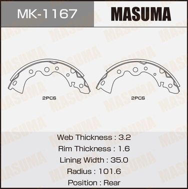 Masuma MK-1167 Колодки тормозные барабанные | зад | - 1