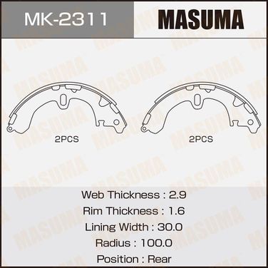 Masuma MK2311 Колодки тормозные барабанные - 1