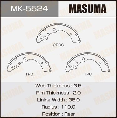Masuma MK-5524 Колодки тормозные барабанные | зад | - 1