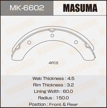 Masuma MK-6602 Колодки тормозные барабанные - 1