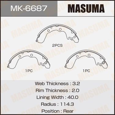 Masuma MK6687 Колодки тормозные барабанные - 1