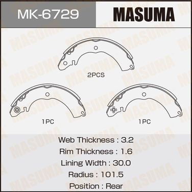 Masuma MK6729 Колодки тормозные барабанные - 1
